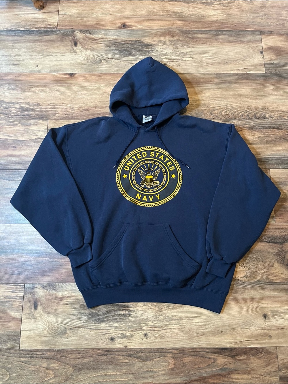 Vintage M.J. Soffe Men’s L Navy Blue US Navy Reflective Graphic Pullover Hoodie